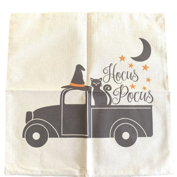 Halloween Pillow Covers Canvas 18 x 18 Festive Spooky Decor Set of 4 - Picture 2 of 7